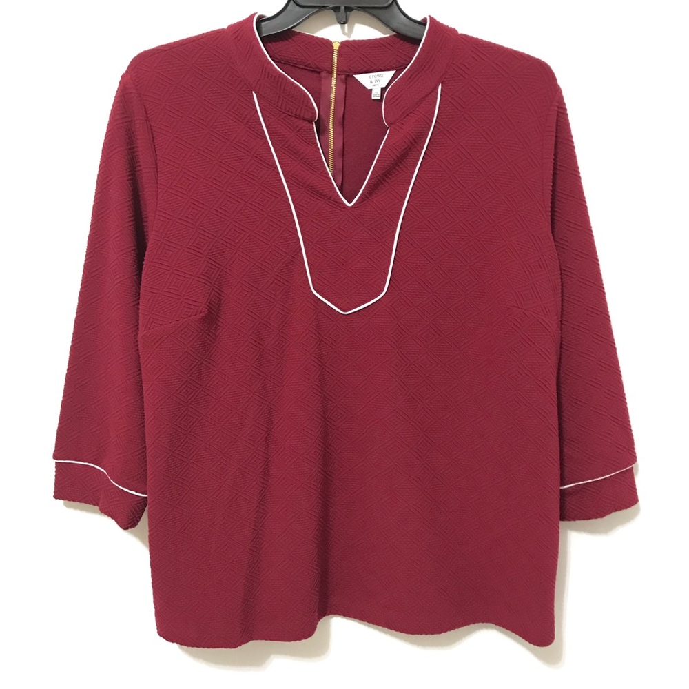 Plus Size 2X 1X Blouse Office Dressy Modest Maroon